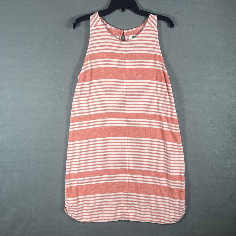 Old Navy Women's Striped Linen Blend Sleeveless Keyhole Tank Dress Size Large L‎